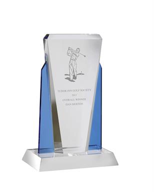 AC96 Engraved Blue and Clear Optical Crystal Award